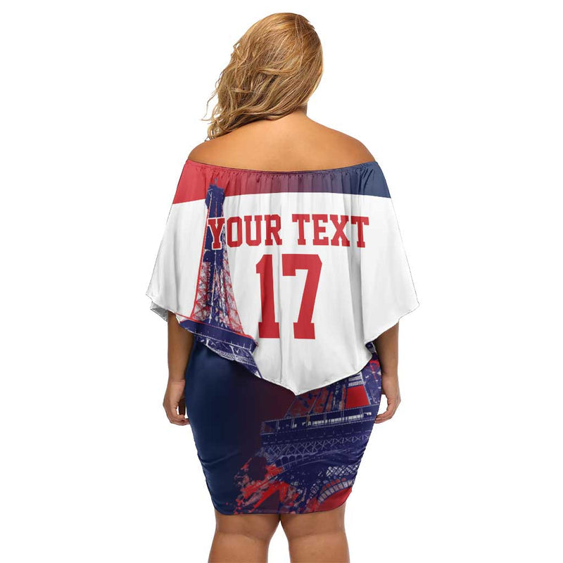 Custom France Basketball Eiffel Tower Sporty Style Off Shoulder Short Dress