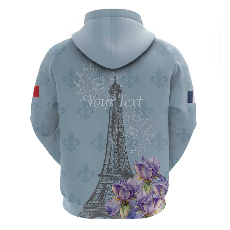Fance Le 14 Juillet Eiffel Tower with Iris Flower Hoodie