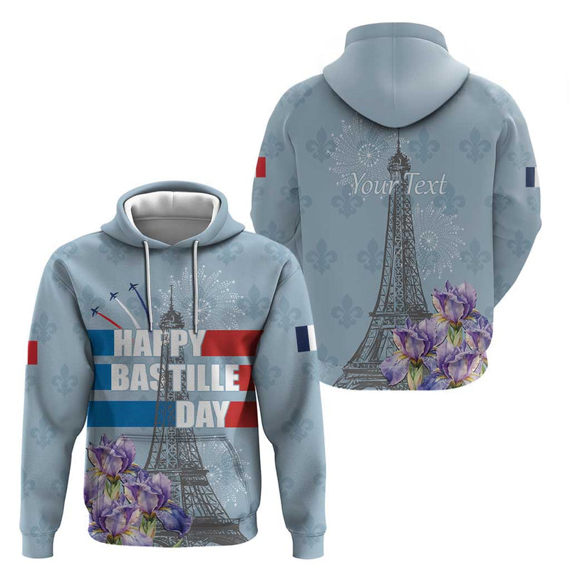 Fance Le 14 Juillet Eiffel Tower with Iris Flower Hoodie