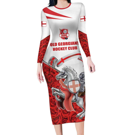 Custom England Field Hockey Champions Old Georgians Hockey Club Sporty Style Long Sleeve Bodycon Dress