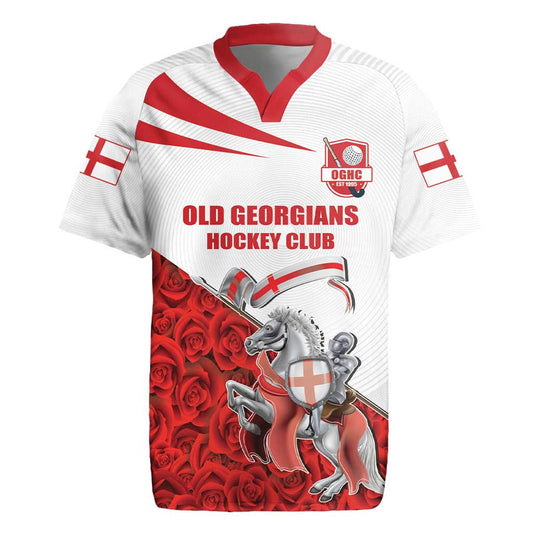 Custom England Field Hockey Champions Old Georgians Hockey Club Sporty Style Rugby Jersey