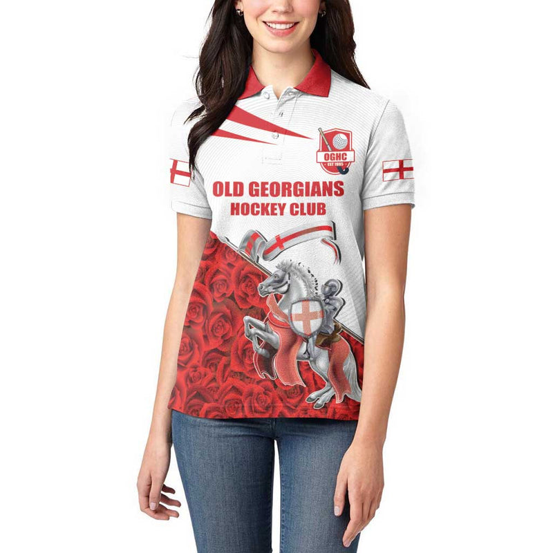 Custom England Field Hockey Champions Old Georgians Hockey Club Sporty Style Women Polo Shirt