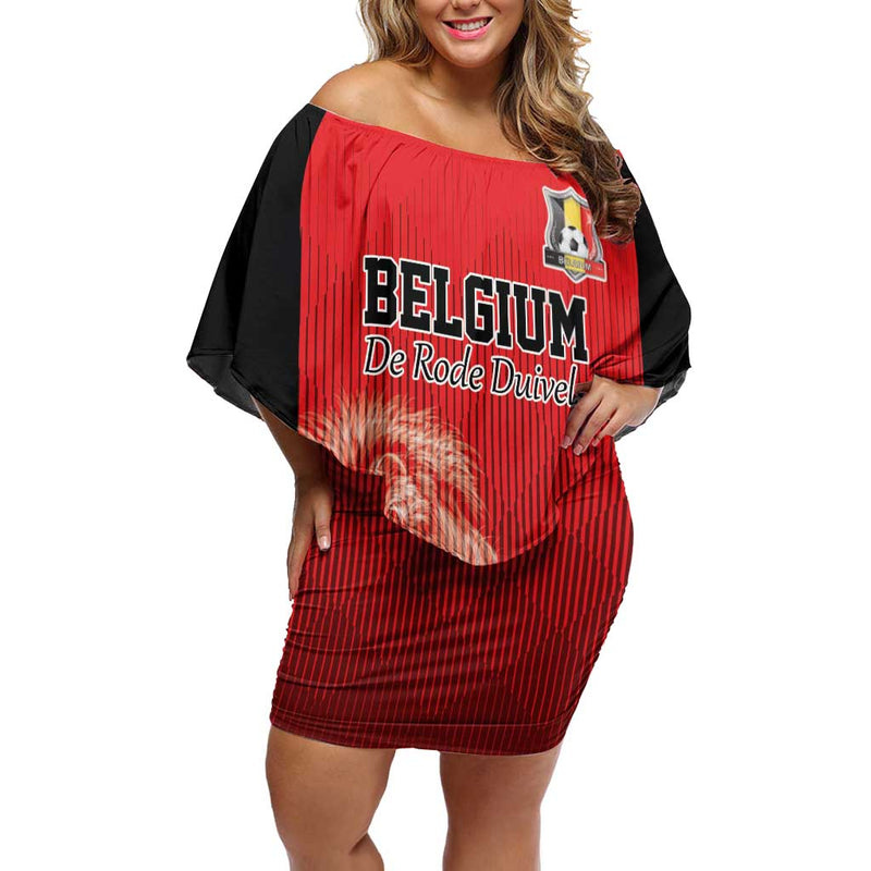Custom Belgium Football We Are Champions Red Style Come On De Rode Duivels Off Shoulder Short Dress