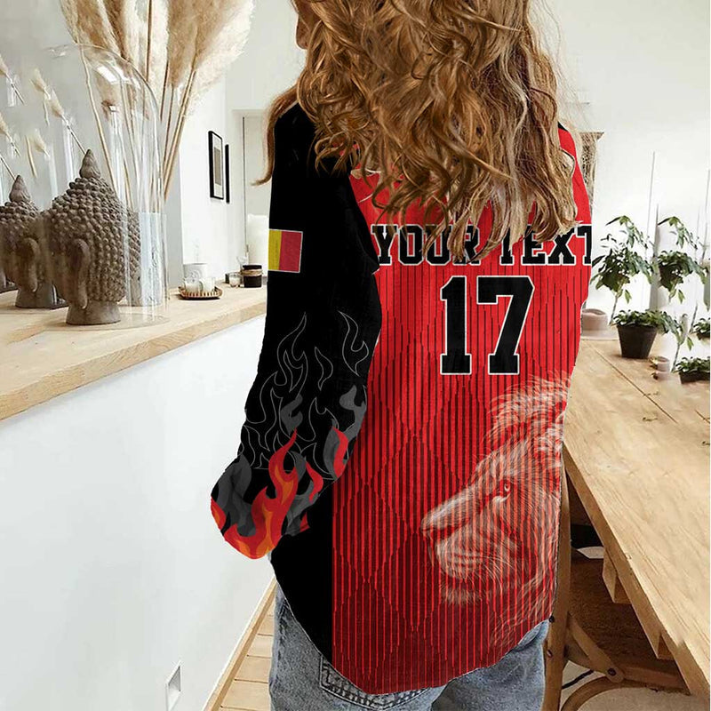 Custom Belgium Football We are Champions Red Style Come on De Rode Duivels Women Casual Shirt