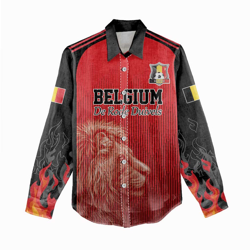 Custom Belgium Football We are Champions Red Style Come on De Rode Duivels Women Casual Shirt