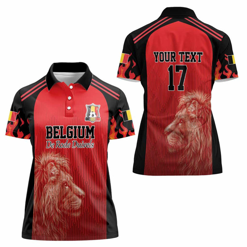Custom Belgium Football We are Champions Red Style Come on De Rode Duivels Women Polo Shirt