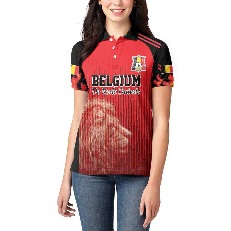 Custom Belgium Football We are Champions Red Style Come on De Rode Duivels Women Polo Shirt