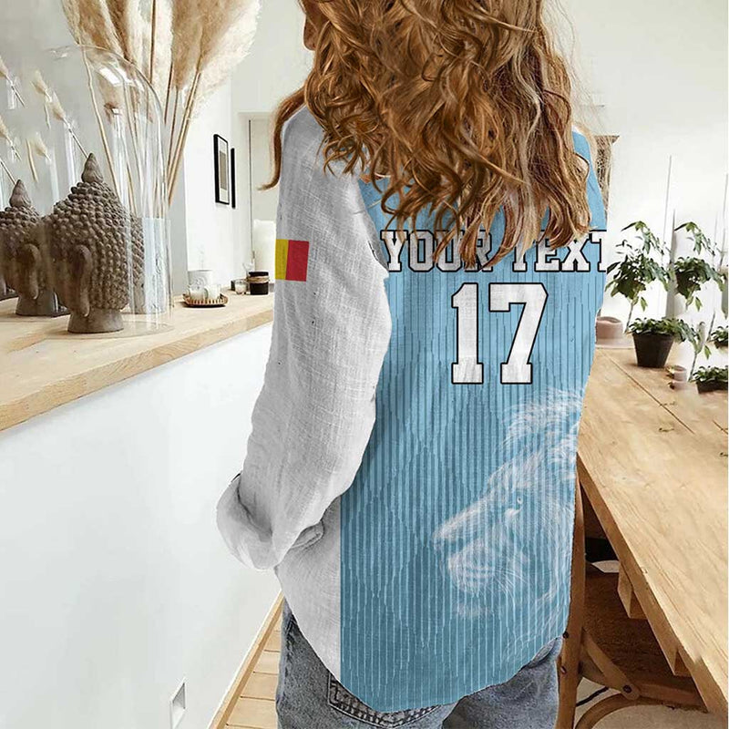 Custom Belgium Football We are Champions Blue Style Come on De Rode Duivels Women Casual Shirt