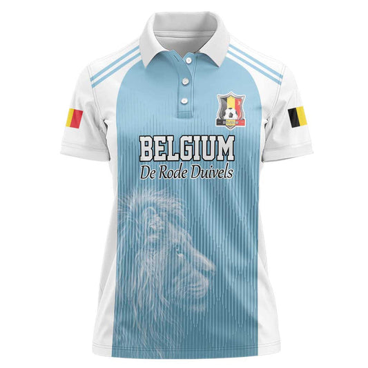 Custom Belgium Football We are Champions Blue Style Come on De Rode Duivels Women Polo Shirt