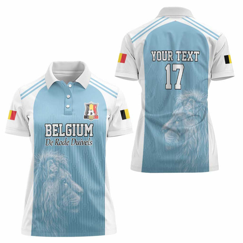 Custom Belgium Football We are Champions Blue Style Come on De Rode Duivels Women Polo Shirt