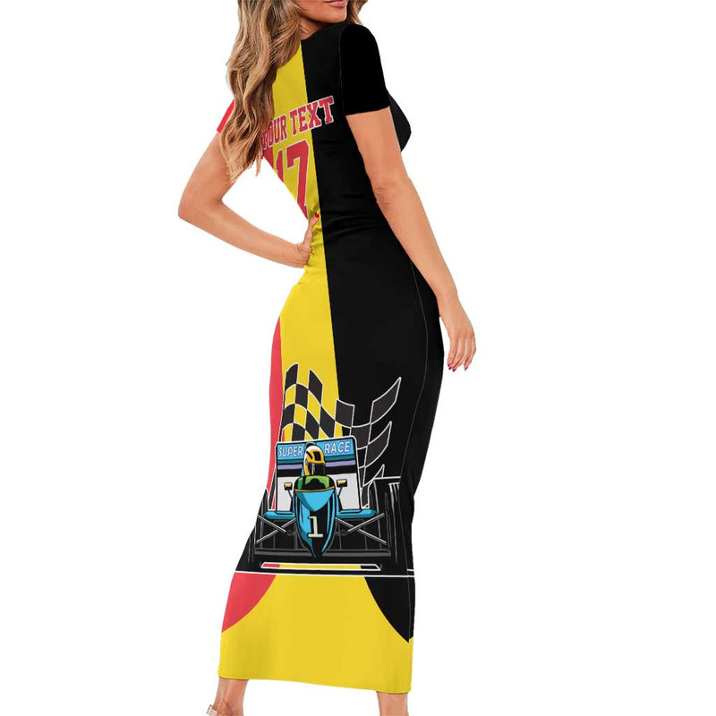 Custom Belgium Formula One Motorsport With Flag F1 World Championship Short Sleeve Bodycon Dress