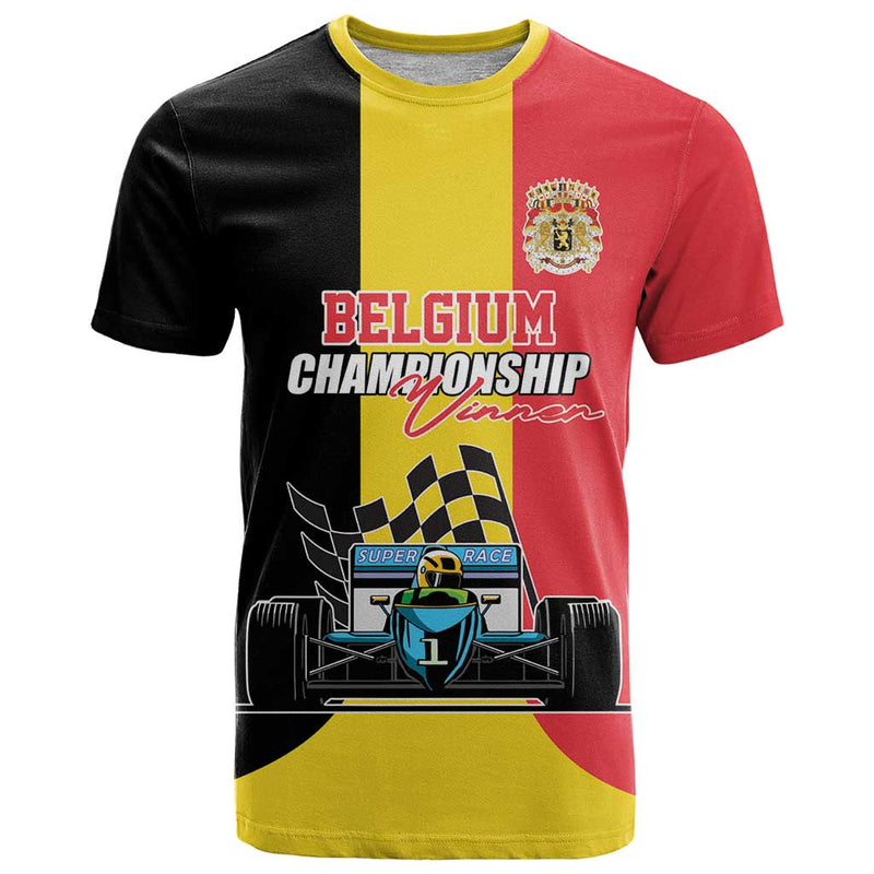 Custom Belgium Formula One Motorsport with Flag F1 World Championship T Shirt