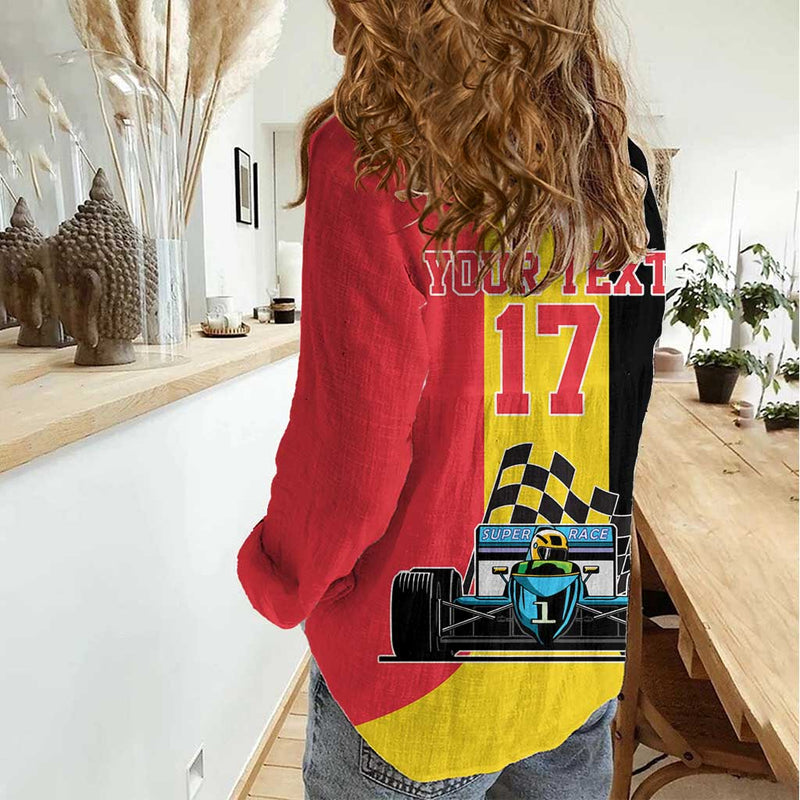 Custom Belgium Formula One Motorsport with Flag F1 World Championship Women Casual Shirt