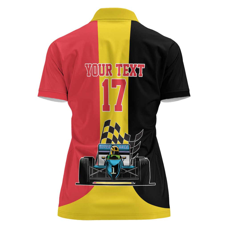 Custom Belgium Formula One Motorsport with Flag F1 World Championship Women Polo Shirt