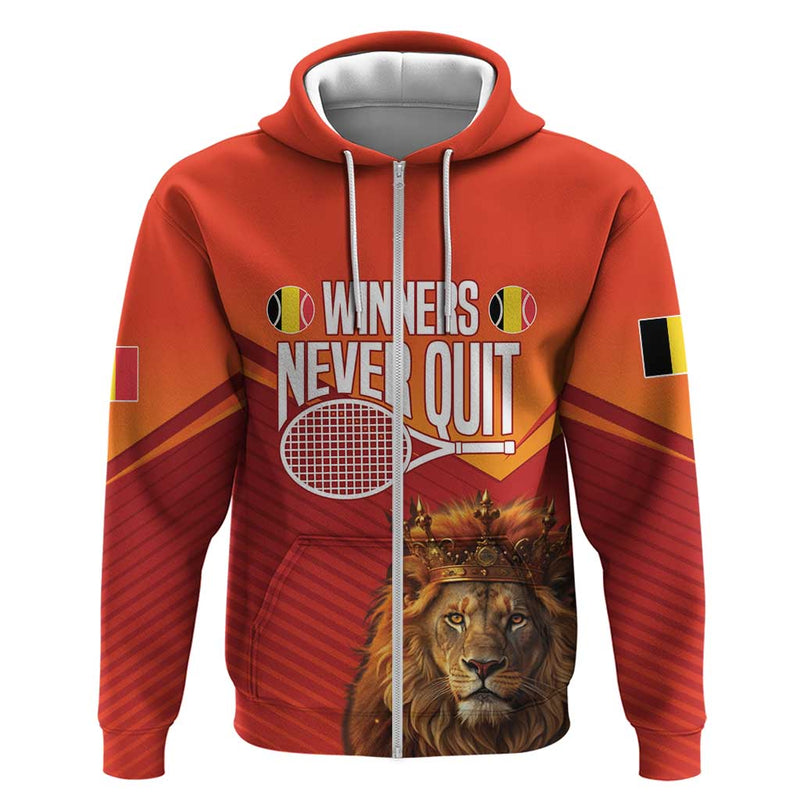Custom Belgium Tennis Champions Winners Never Quit with A Crowned Lion Hoodie