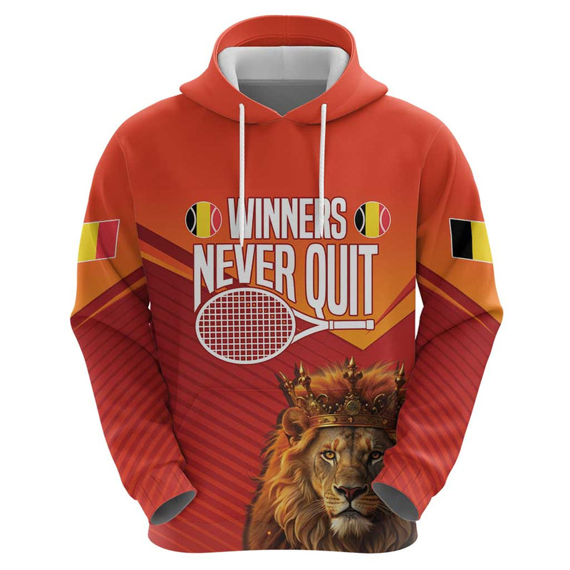 Custom Belgium Tennis Champions Winners Never Quit with A Crowned Lion Hoodie