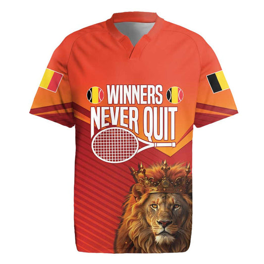 Custom Belgium Tennis Champions Winners Never Quit With A Crowned Lion Rugby Jersey