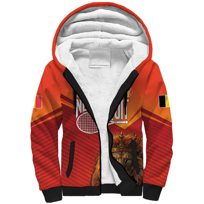 Custom Belgium Tennis Champions Winners Never Quit with A Crowned Lion Sherpa Hoodie