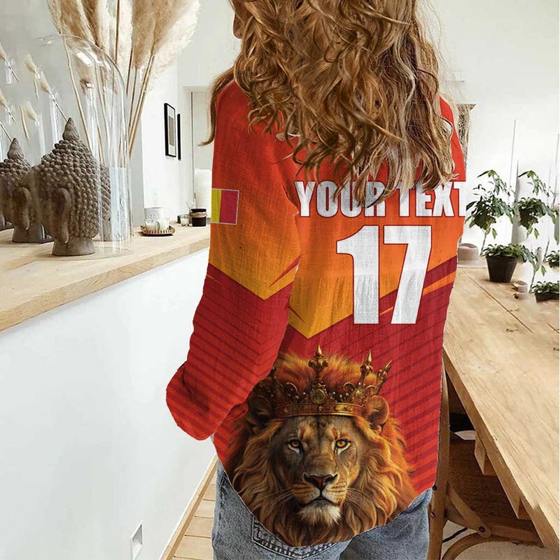 Custom Belgium Tennis Champions Winners Never Quit with A Crowned Lion Women Casual Shirt