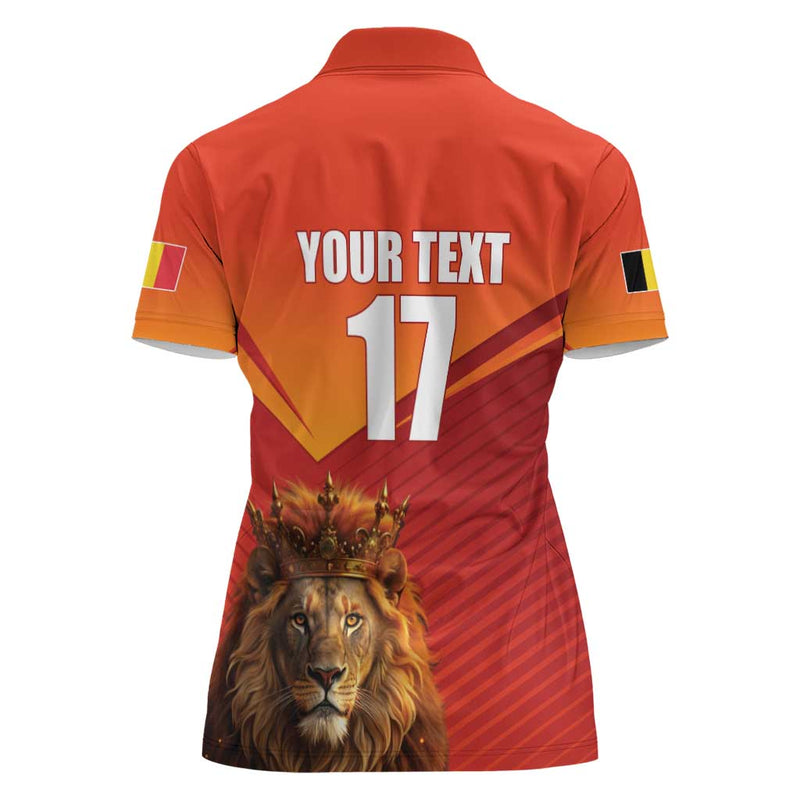 Custom Belgium Tennis Champions Winners Never Quit with A Crowned Lion Women Polo Shirt