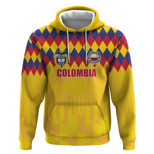 Custom Colombia Football Retro Yellow Style Hoodie