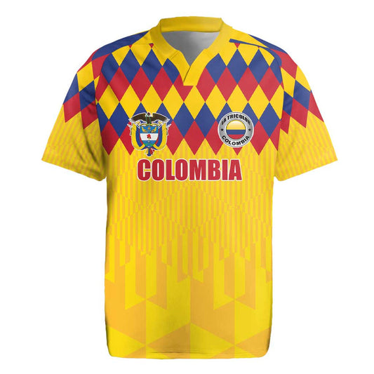 Custom Colombia Football Retro Yellow Style Rugby Jersey