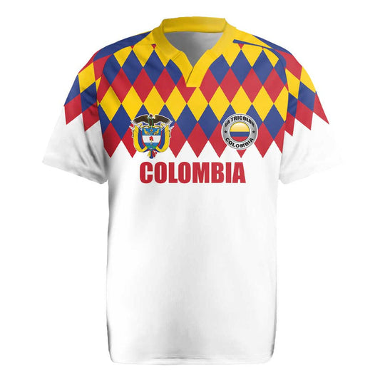 Custom Colombia Football Retro White Style Rugby Jersey
