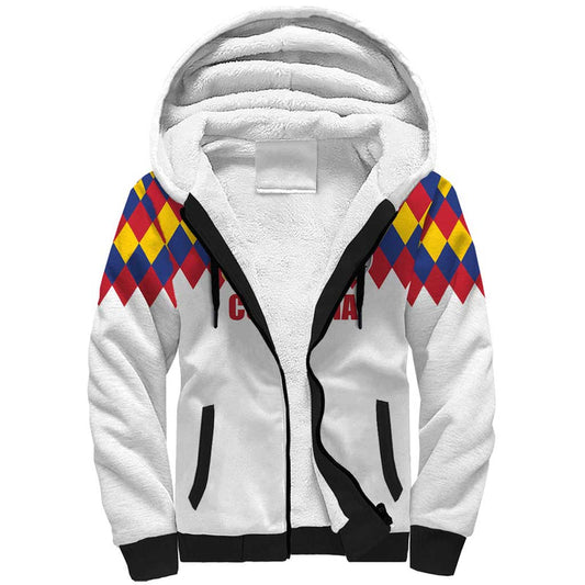 Custom Colombia Football Retro White Style Sherpa Hoodie
