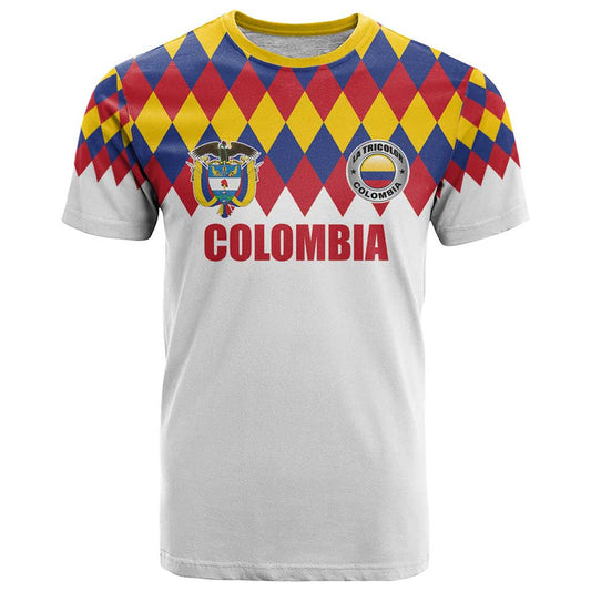 Custom Colombia Football Retro White Style T Shirt