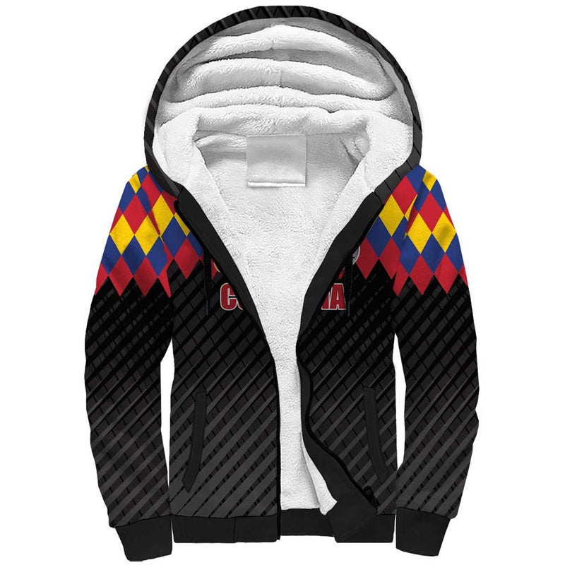 Custom Colombia Football Retro Black Style Sherpa Hoodie