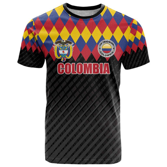 Custom Colombia Football Retro Black Style T Shirt