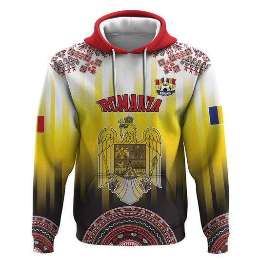 Custom Romania Football Go Champions Romanian Traditional Patern Hoodie