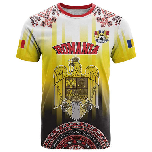 Custom Romania Football Go Champions Romanian Traditional Patern T Shirt