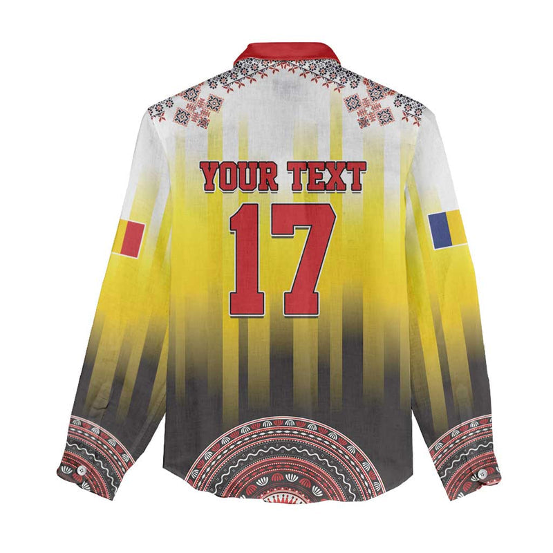 Custom Romania Football Go Champions Romanian Traditional Patern Women Casual Shirt