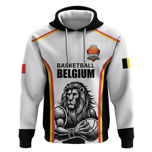 Custom Belgium Basketball Lion Mascot Sporty Style Hoodie