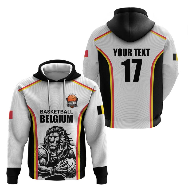Custom Belgium Basketball Lion Mascot Sporty Style Hoodie