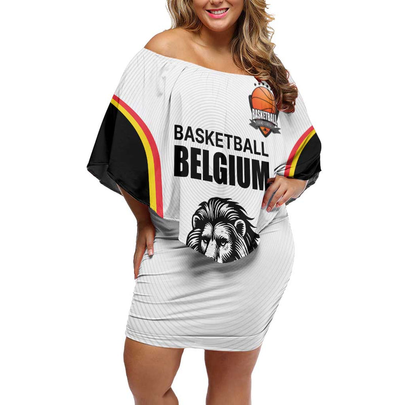 Custom Belgium Basketball Lion Mascot Sporty Style Off Shoulder Short Dress