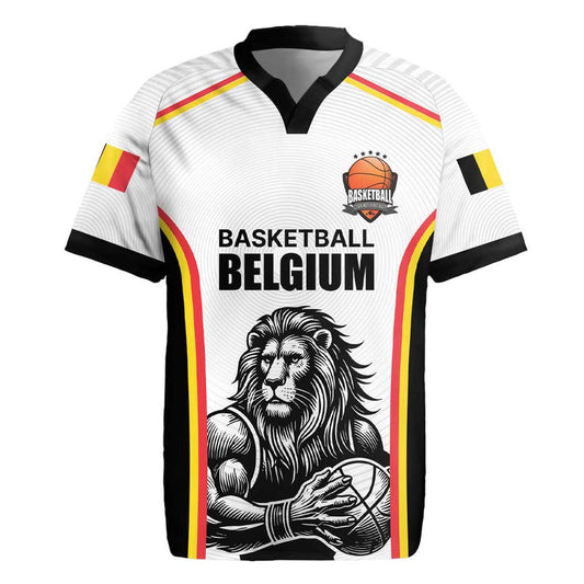 Custom Belgium Basketball Lion Mascot Sporty Style Rugby Jersey