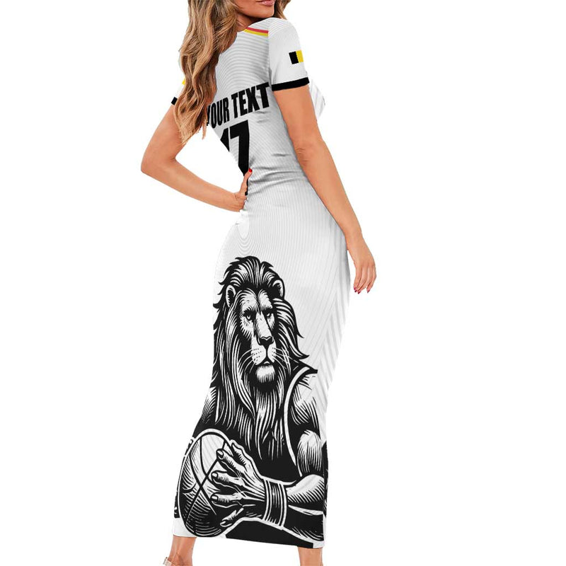 Custom Belgium Basketball Lion Mascot Sporty Style Short Sleeve Bodycon Dress