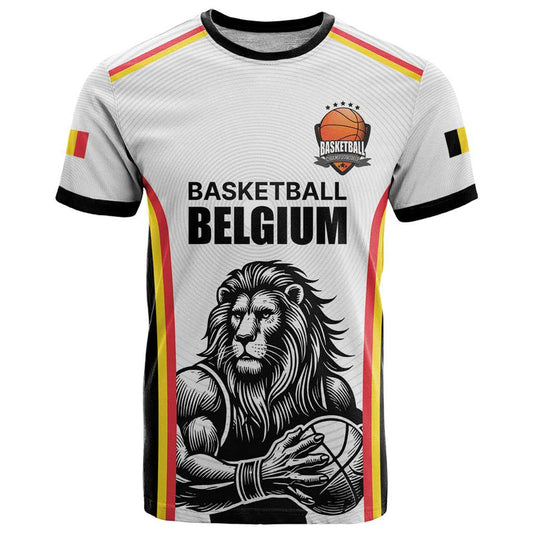 Custom Belgium Basketball Lion Mascot Sporty Style T Shirt