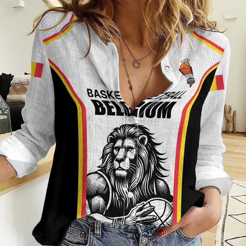Custom Belgium Basketball Lion Mascot Sporty Style Women Casual Shirt
