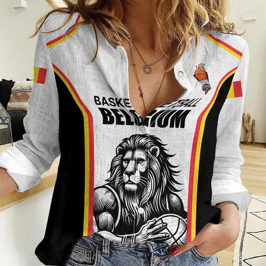 Custom Belgium Basketball Lion Mascot Sporty Style Women Casual Shirt