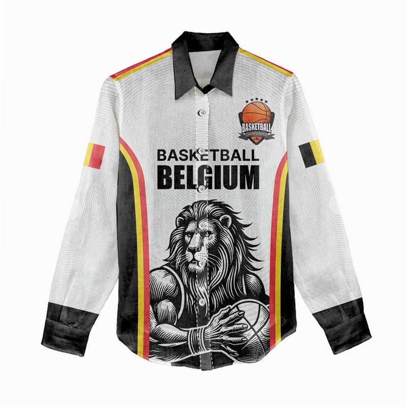 Custom Belgium Basketball Lion Mascot Sporty Style Women Casual Shirt