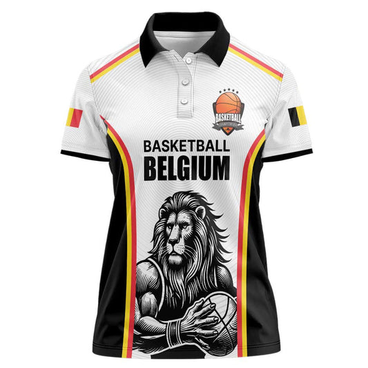 Custom Belgium Basketball Lion Mascot Sporty Style Women Polo Shirt