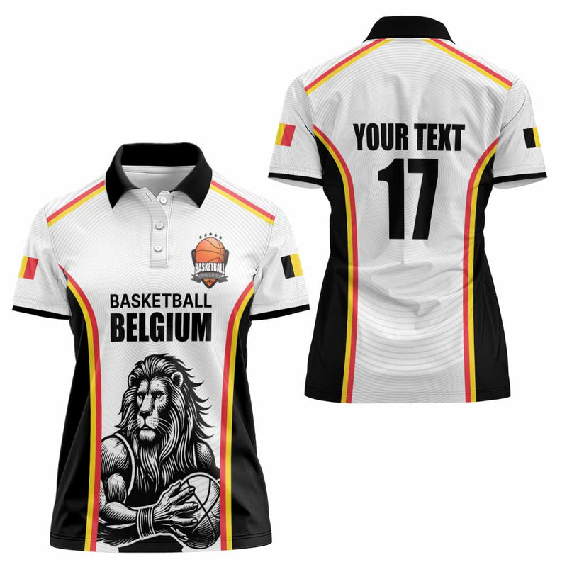 Custom Belgium Basketball Lion Mascot Sporty Style Women Polo Shirt