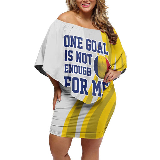 Custom Romania Football With Eagle Mascot Sporty Style Off Shoulder Short Dress