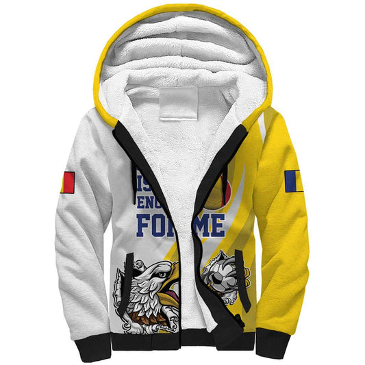 Custom Romania Football With Eagle Mascot Sporty Style Sherpa Hoodie