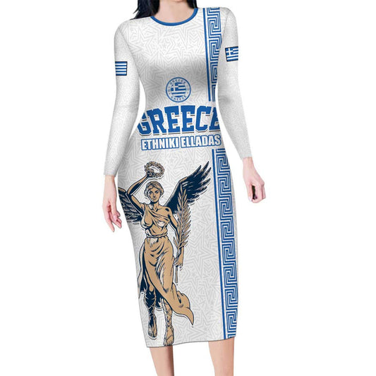 Custom Greece Football Champions Nike Goddess Of Victory Long Sleeve Bodycon Dress