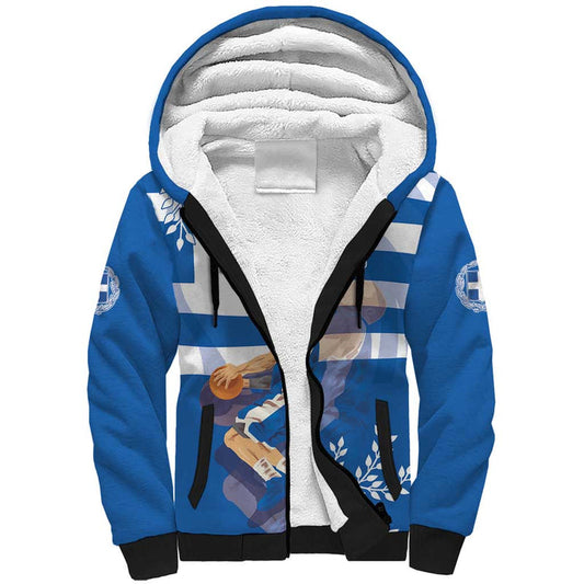 Custom Greece Basketball Sporty Style with Laurel Sherpa Hoodie