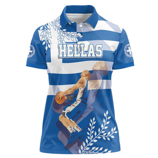 Custom Greece Basketball Sporty Style with Laurel Women Polo Shirt